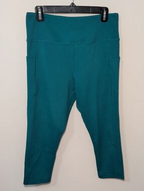 Zyia Dark Green Light n Tight Pocket Leggings Textured Hi-Rise Women's Size 12